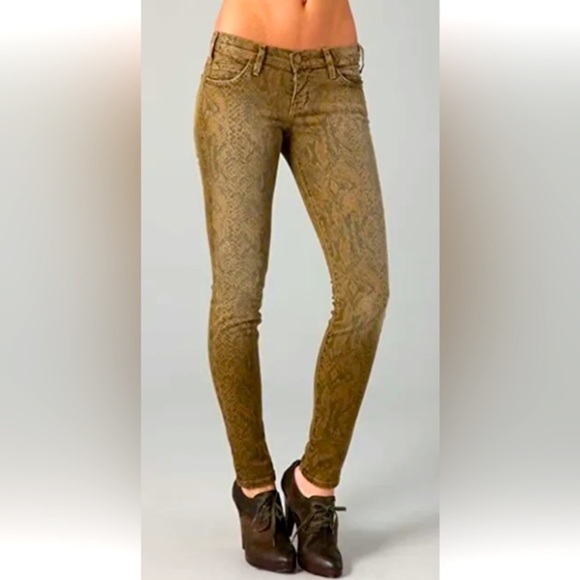Current/Elliott Women's Y2K Boa Print Ankle Skinny Jeans in Brown Size 29 - Picture 2 of 10